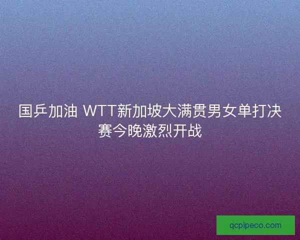 国乒加油 WTT新加坡大满贯男女单打决赛今晚激烈开战